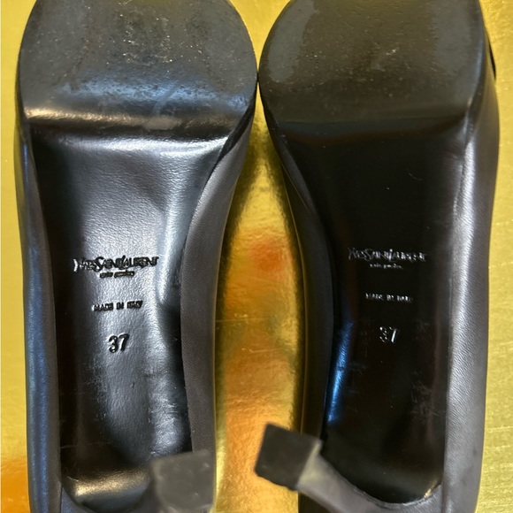 YSL Yves Saint Laurent gray and black patent leather platform high heel pump 37 - Picture 9 of 10